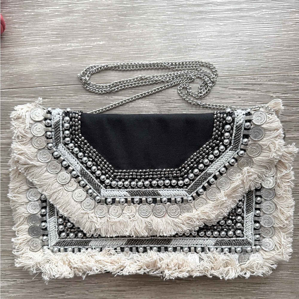 Panache Beaded Clutch Crossbody Black